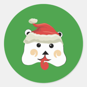 Pegatina Redonda Oso de Navidad