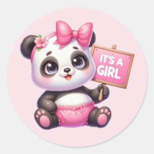 Pegatina Redonda Oso de panda de bebé