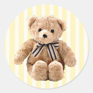 Pegatina Redonda Oso de peluche amarillo