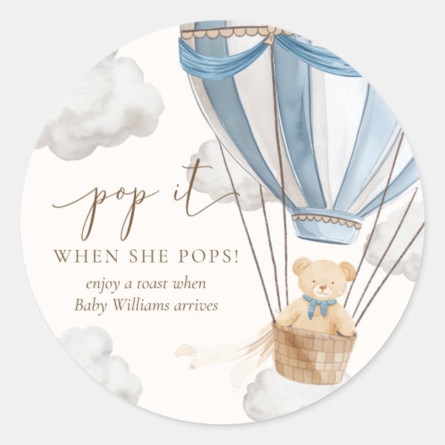 Pegatina Redonda Oso de peluche Bearly Wait Pop It Cuando Ella Esta (Anverso)