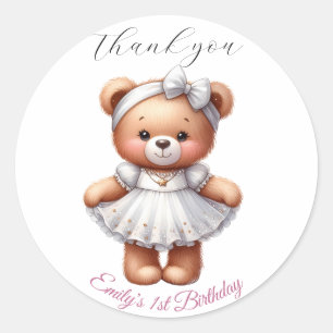 Pegatina Redonda Oso de peluche con globos y regalos