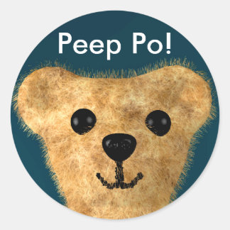 Pegatina Redonda Oso de peluche (¡Peep po!)