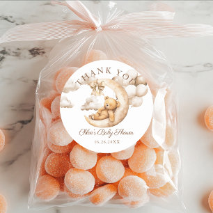 Pegatina Redonda Oso de peluche sobre el favor neutral de Baby Show