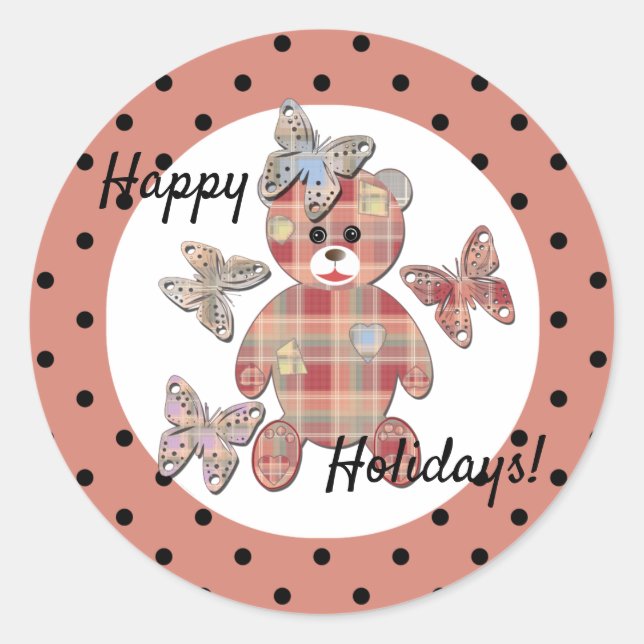 Pegatina Redonda Oso de Teddy (Anverso)