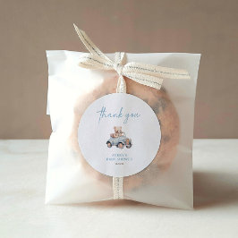 Pegatina Redonda Oso De Teddy Azul Podemos Esperar A Baby Shower