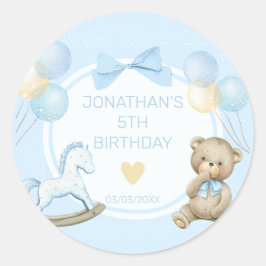 Pegatina Redonda Oso De Teddy Y Caballo Rocío