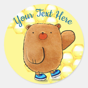 Pegatina Redonda Oso dulce de miel