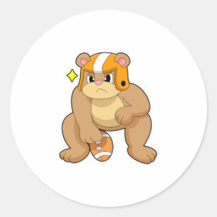 Pegatina Redonda Oso en deportes de fútbol