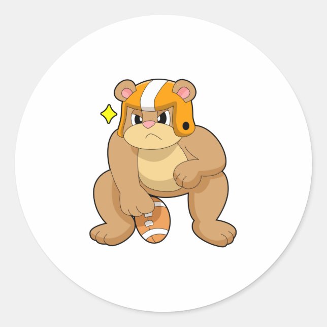 Pegatina Redonda Oso en deportes de fútbol (Anverso)