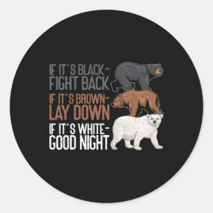 Pegatina Redonda Oso Fundido de Buenas Noches de Black Fight Brown