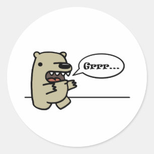 Pegatina Redonda Oso grizzly