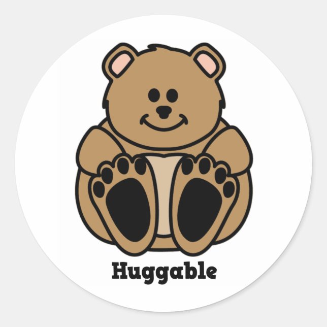 Pegatina Redonda Oso Huggable (Anverso)