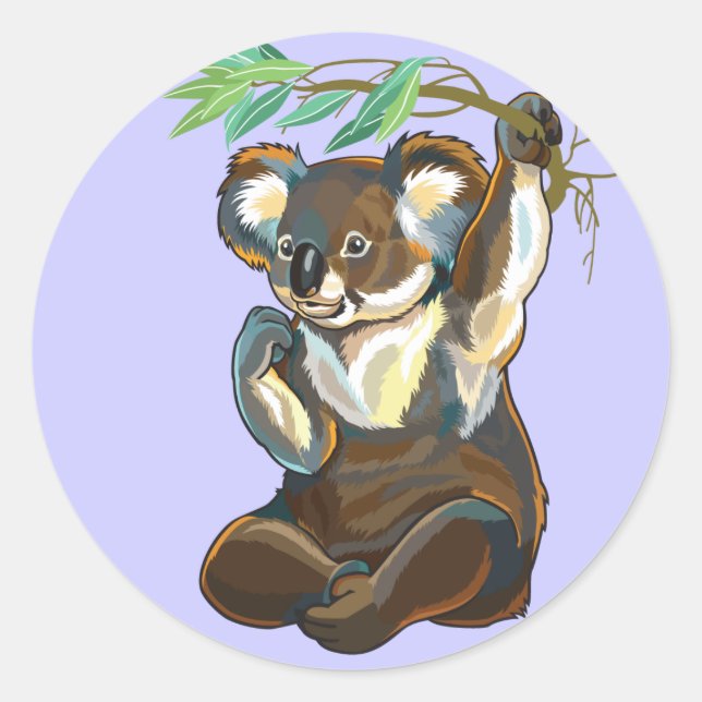 Pegatina Redonda oso koala (Anverso)