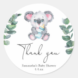 Pegatina Redonda Oso koala gracias baby shower
