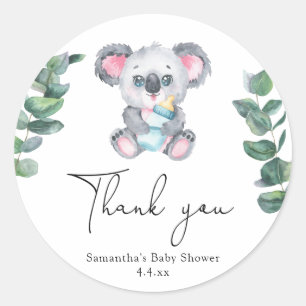 Pegatina Redonda Oso koala gracias baby shower