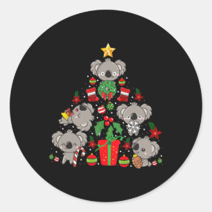 Pegatina Redonda Oso lindo del árbol de Navidad de Koala