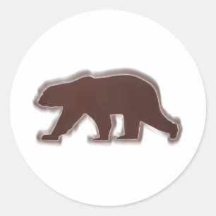 Pegatina Redonda Oso marrón