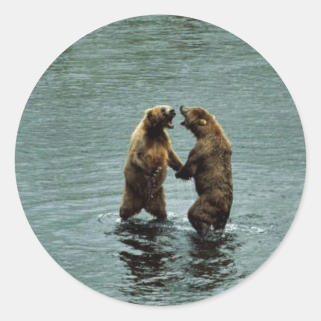 Pegatina Redonda Oso marrón de Kodiak (Anverso)