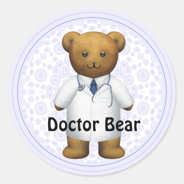 Pegatina Redonda Oso médica - Oso Teddy (Anverso)