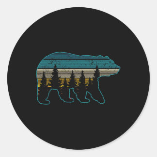 Pegatina Redonda Oso Naturaleza Grizzly Marrón Oso Negro Paseo Caza