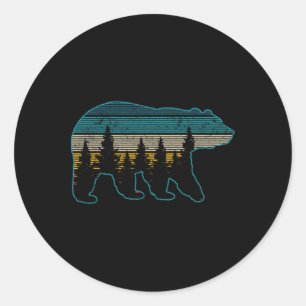 Pegatina Redonda Oso Naturaleza Grizzly Marrón Oso Negro Paseo Caza