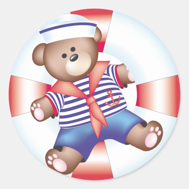 Pegatina Redonda oso náutico (Anverso)