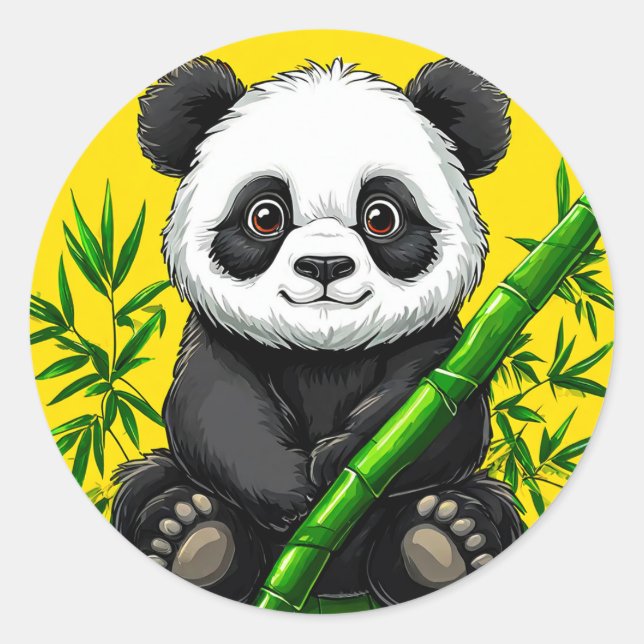 Pegatina Redonda Oso panda adorable (Anverso)