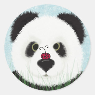 Pegatina Redonda Oso Panda Adorable