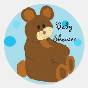 Pegatina Redonda Oso para Baby Shower