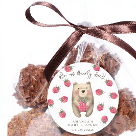 Pegatina Redonda Oso - podemos esperar con ansiedad la ducha de beb