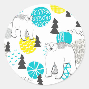 Pegatina Redonda Oso polar