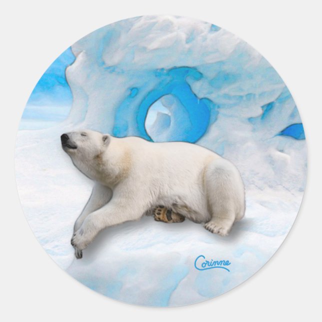 Pegatina Redonda Oso polar 1 - Pegatinas de sobres (Anverso)