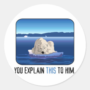 Pegatina Redonda Oso Polar Ártico