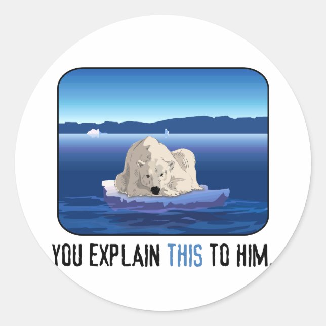 Pegatina Redonda Oso Polar Ártico (Anverso)