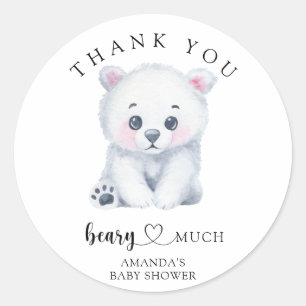Pegatina Redonda Oso polar bebé - gracias oso mucho