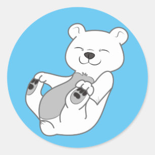 Pegatina Redonda Oso polar Cub