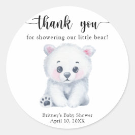 Pegatina Redonda Oso polar de invierno - gracias