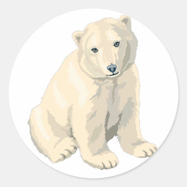 Pegatina Redonda Oso polar en peligro (Anverso)