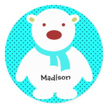 Oso polar lindo en Aqua, añadir nombre