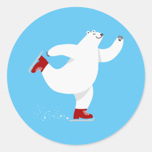 Pegatina Redonda Oso polar sobre hielo