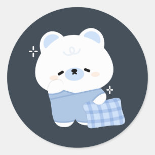 Pegatina Redonda Oso polar somnoliento