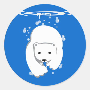 Pegatina Redonda Oso Polar Subacuático
