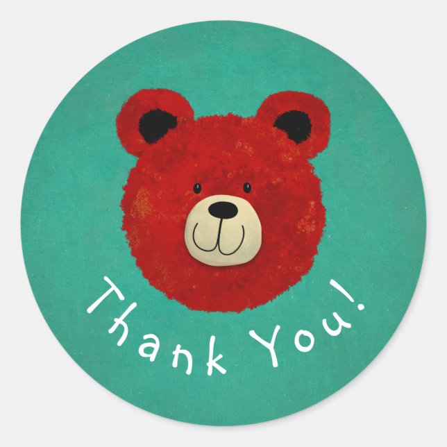 Pegatina Redonda Oso Rojo (Anverso)