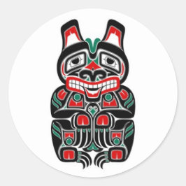 Pegatina Redonda Oso rojo y verde del alcohol del Haida