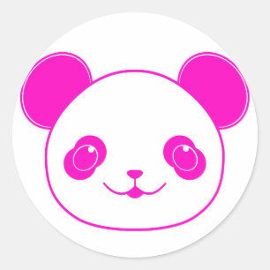 Pegatina Redonda Oso rosa Kawaii Panda