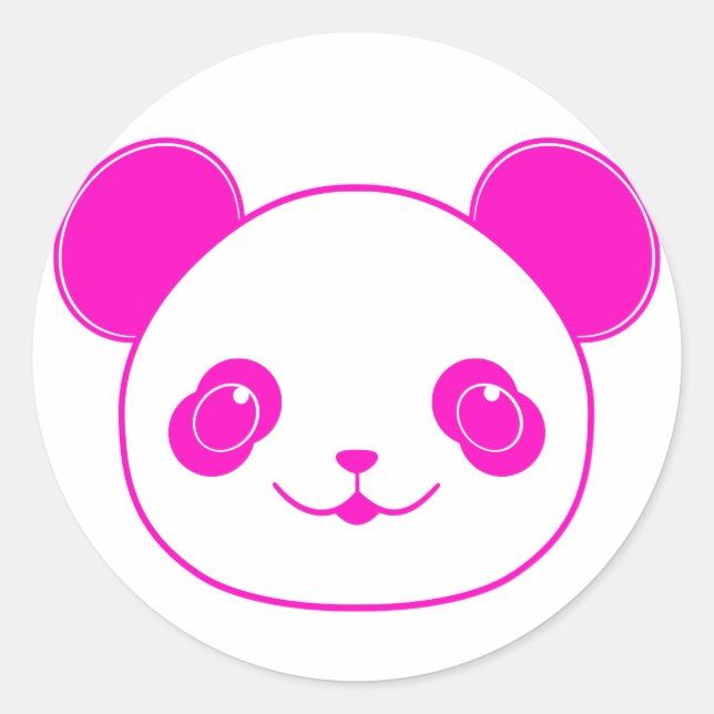 Pegatina Redonda Oso rosa Kawaii Panda (Anverso)