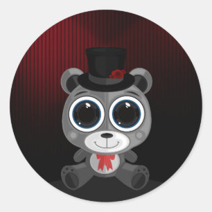 Pegatina Redonda Oso Teddy - Gris clásico