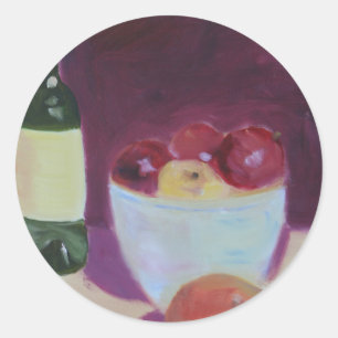 Pegatina Redonda "Oso y manzanas"