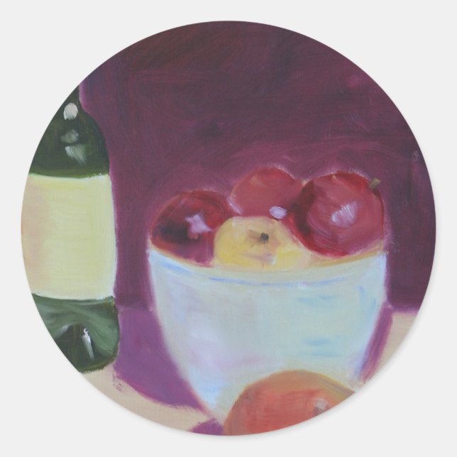 Pegatina Redonda "Oso y manzanas" (Anverso)