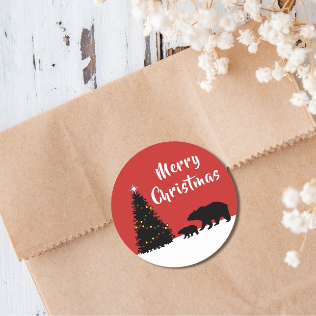 Pegatina Redonda Osos de Navidades mínimos modernos (Subido por el creador)